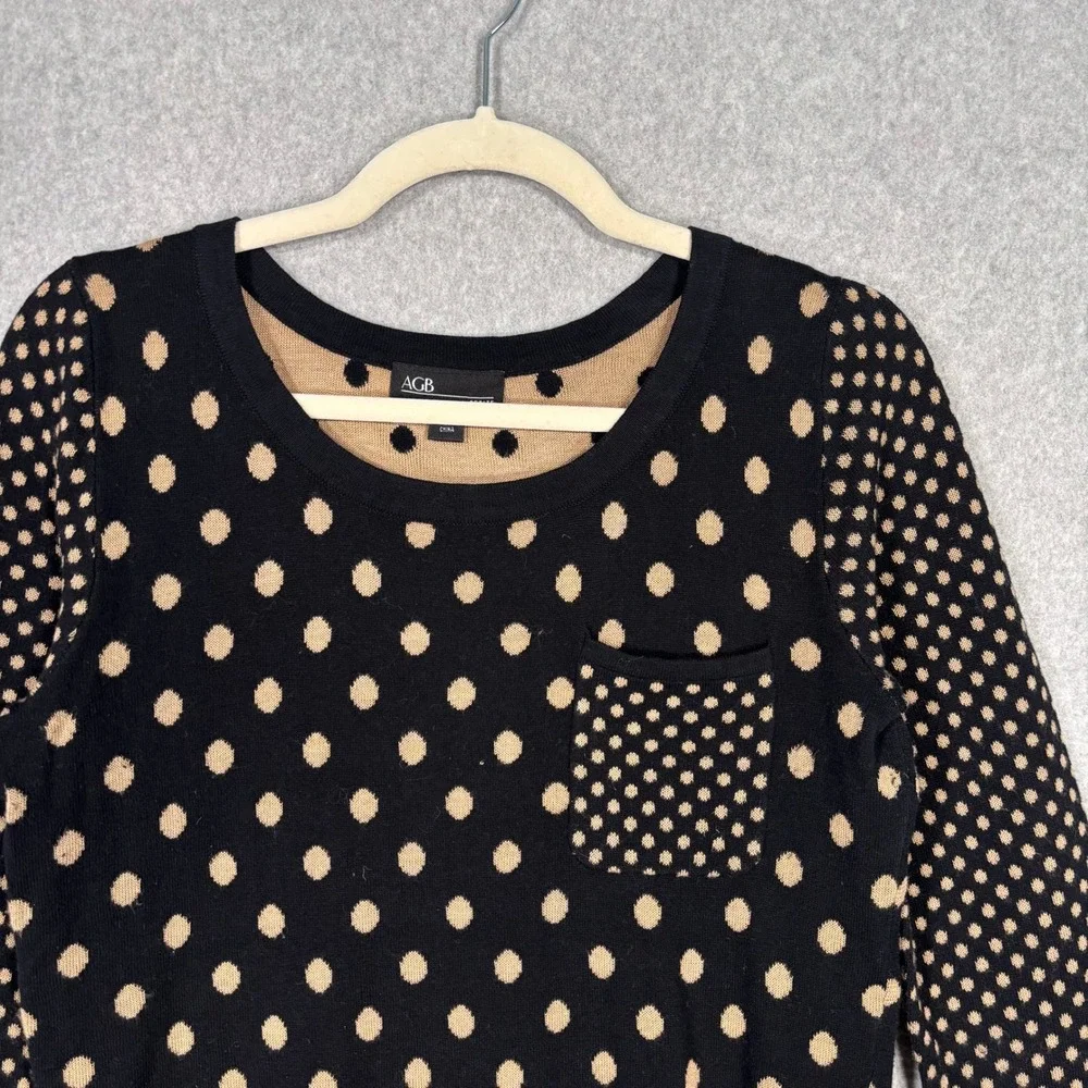 Black Tan Polka Dot Sweater Medium Neutral Maximalism Quirky Twee Loud Luxury - Picture 2 of 10